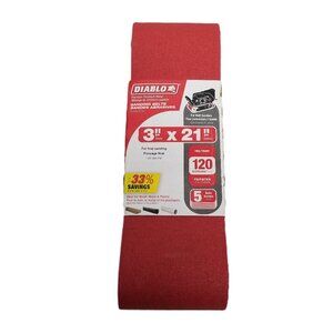 Diablo DCB321120S05G 3x21 120 Grit Zirconium Sanding Belts 5 Pack Fine Finish